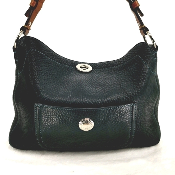 Coach Black Pebbled Leather Hobo Handbag Purse - Picture 2 of 16